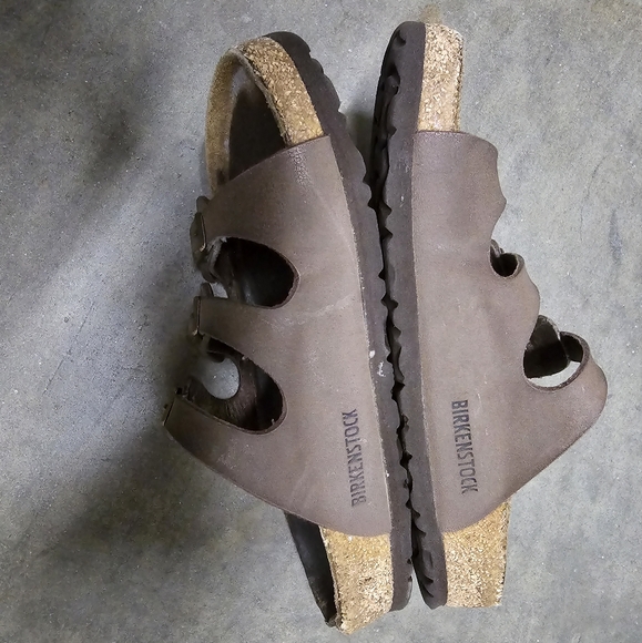 Birkenstock Florida Three Strap Soft Footbed Sandals Birkibuc Mocha Size 37/38 - Picture 5 of 12